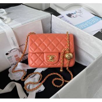 Chanel Lambskin Mini Square Flap Bag with Gold-Tone Metal Ball AS1786 Orange 2024 (yezi-240517106)