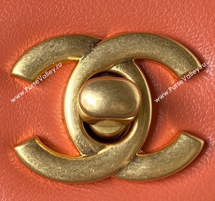 Chanel Lambskin Mini Square Flap Bag with Gold-Tone Metal Ball AS1786 Orange 2024 (yezi-240517106)