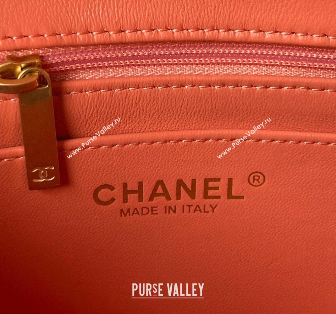 Chanel Lambskin Mini Square Flap Bag with Gold-Tone Metal Ball AS1786 Orange 2024 (yezi-240517106)