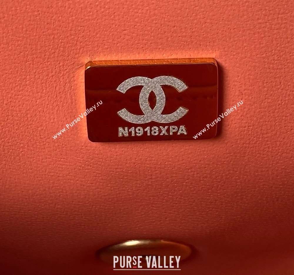 Chanel Lambskin Mini Square Flap Bag with Gold-Tone Metal Ball AS1786 Orange 2024 (yezi-240517106)