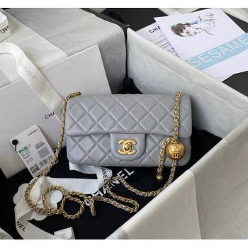 Chanel Lambskin Small Flap Bag with Gold-Tone Metal Ball AS1787 Grey 2024 (yezi-240517115)