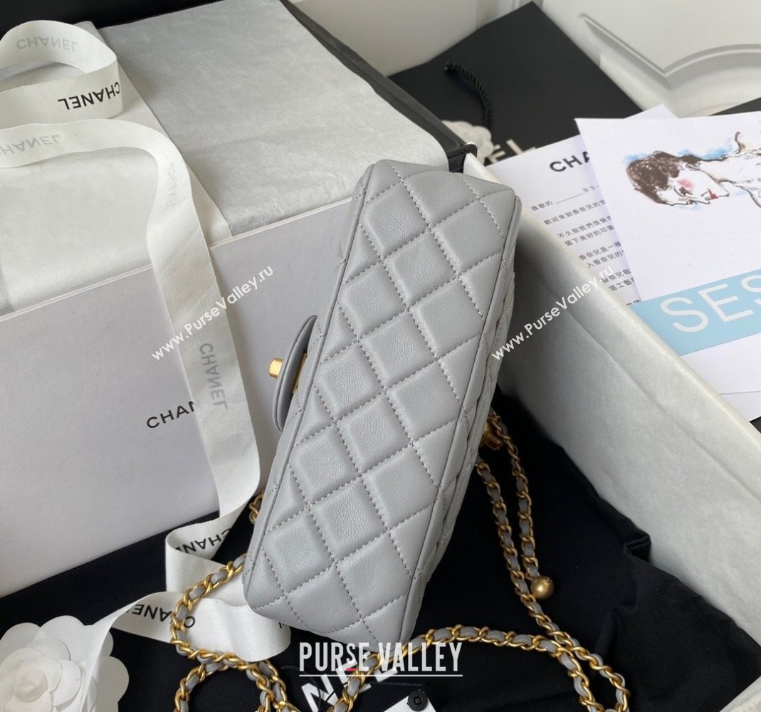 Chanel Lambskin Small Flap Bag with Gold-Tone Metal Ball AS1787 Grey 2024 (yezi-240517115)