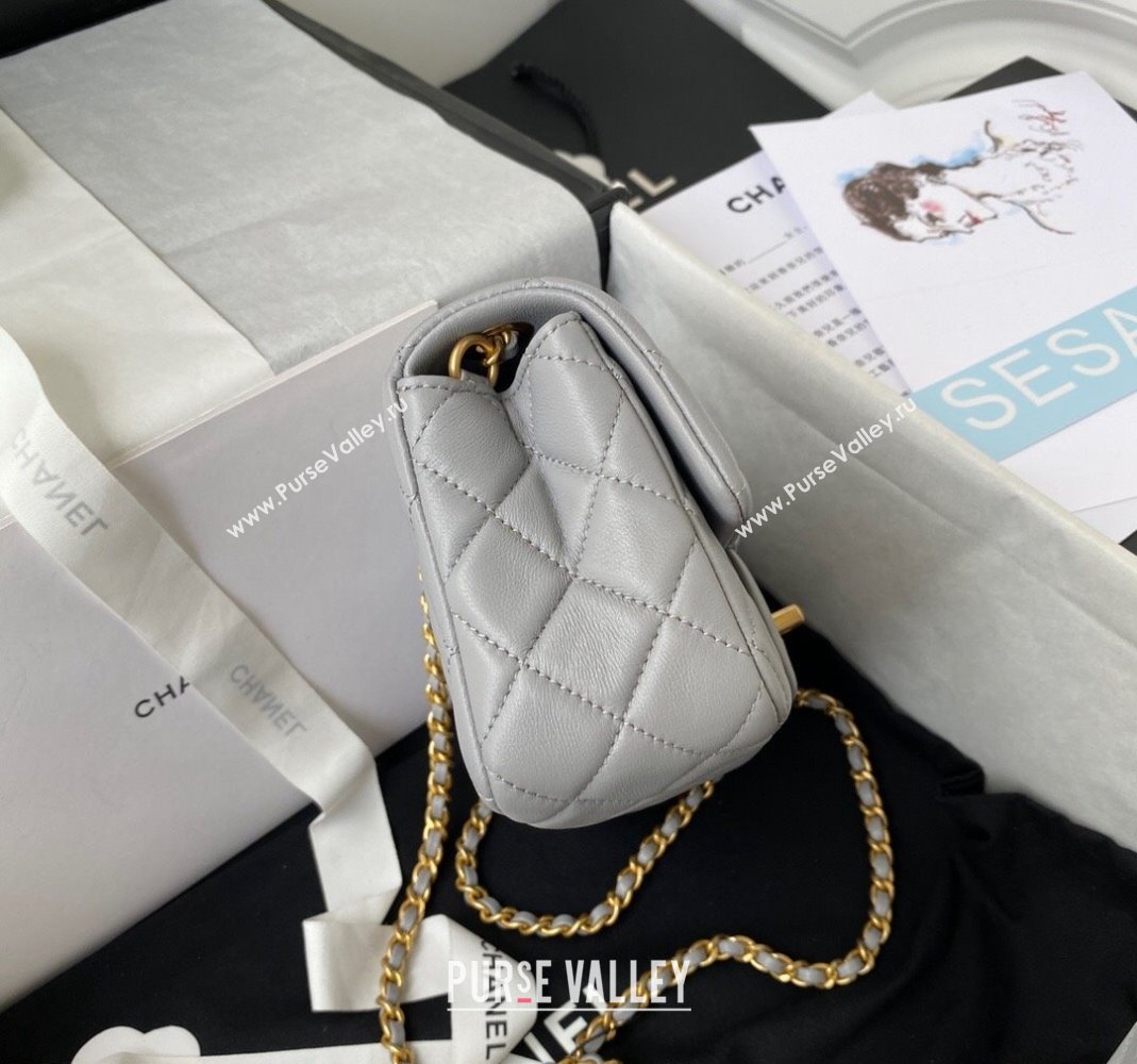 Chanel Lambskin Small Flap Bag with Gold-Tone Metal Ball AS1787 Grey 2024 (yezi-240517115)