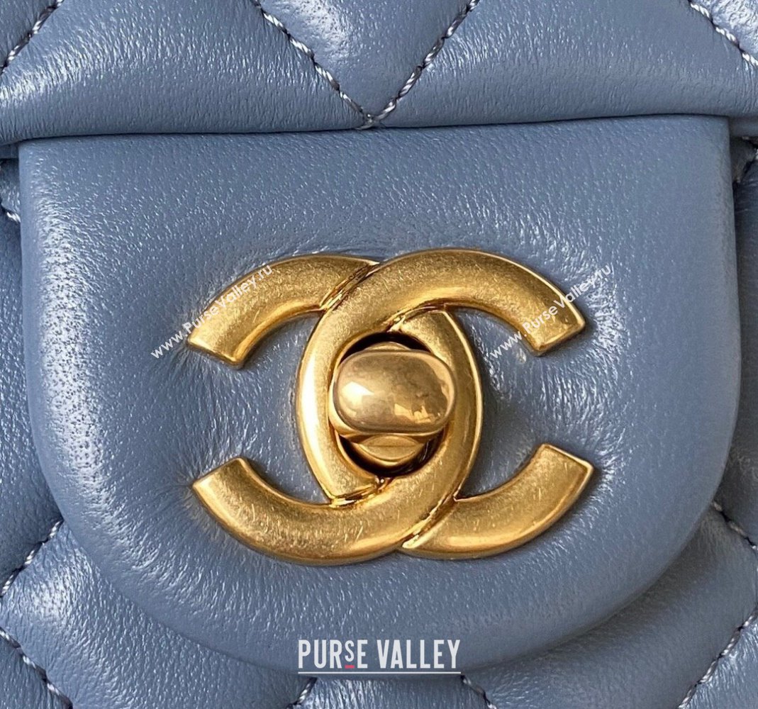 Chanel Lambskin Small Flap Bag with Gold-Tone Metal Ball AS1787 Blue 2024 (yezi-240517116)
