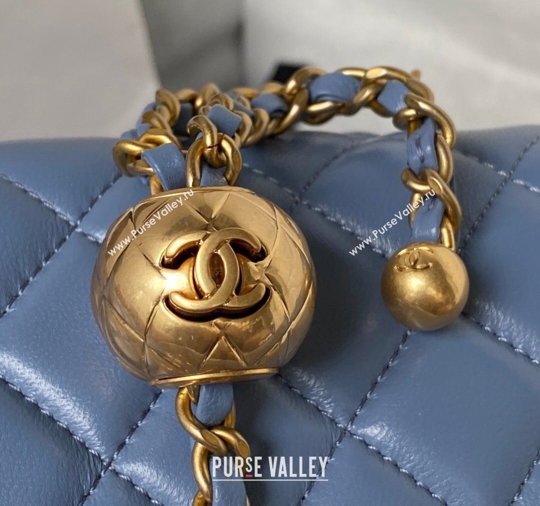 Chanel Lambskin Small Flap Bag with Gold-Tone Metal Ball AS1787 Blue 2024 (yezi-240517116)