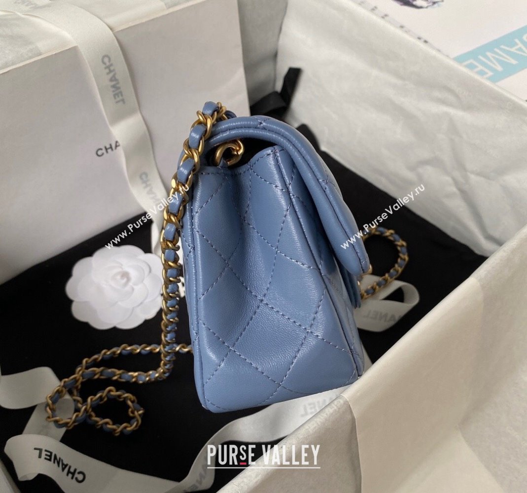 Chanel Lambskin Small Flap Bag with Gold-Tone Metal Ball AS1787 Blue 2024 (yezi-240517116)