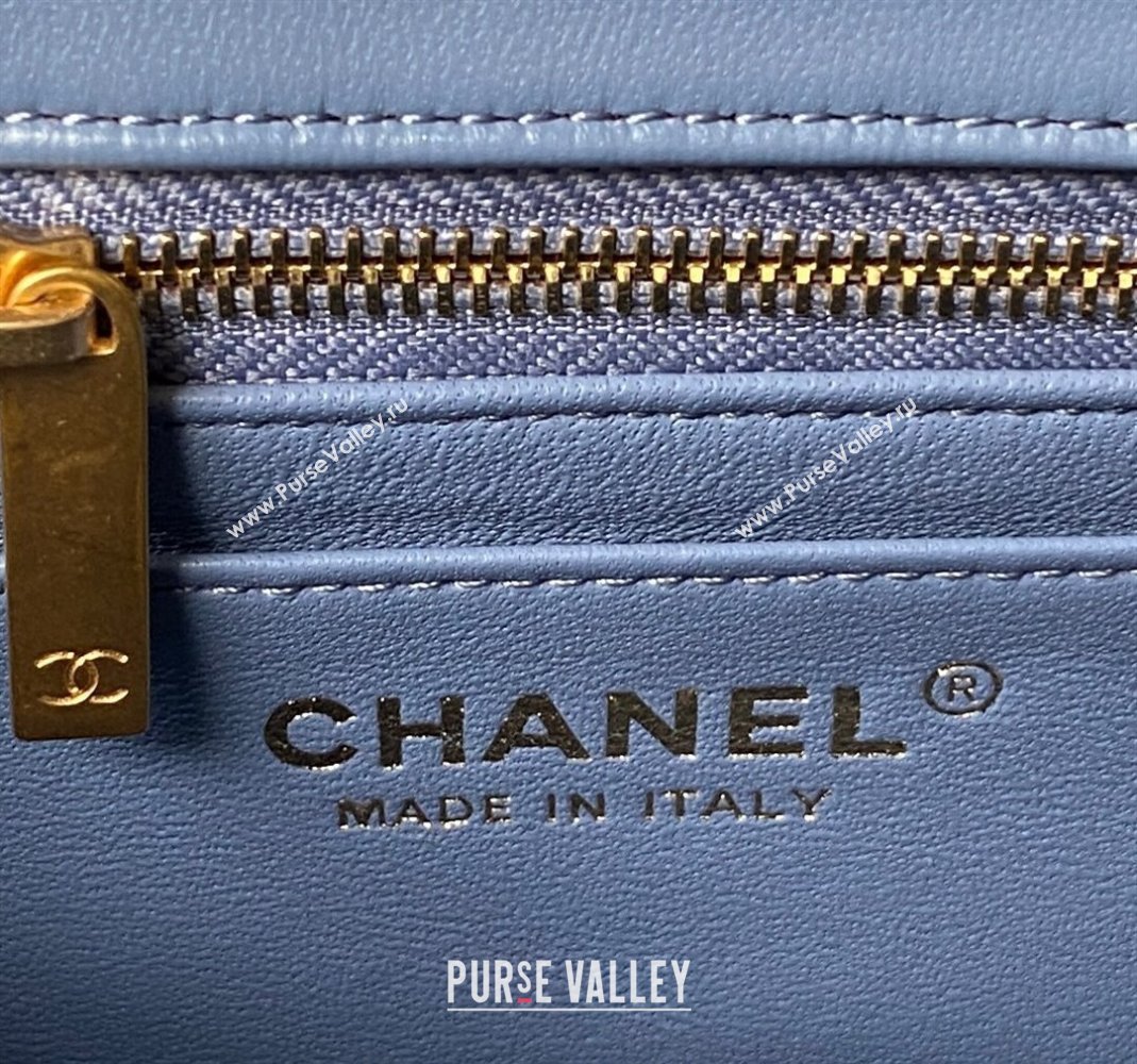 Chanel Lambskin Small Flap Bag with Gold-Tone Metal Ball AS1787 Blue 2024 (yezi-240517116)