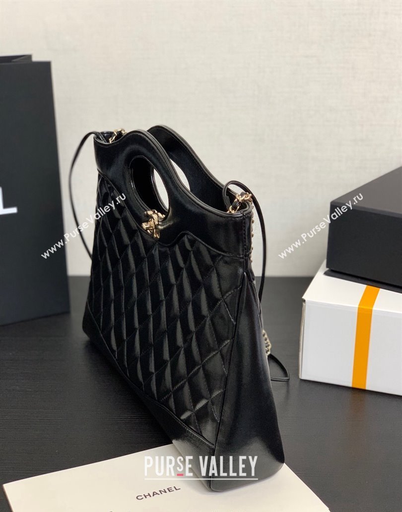 Chanel 31 Shiny Lambskin East-West Shopping bag AS4854 Black 2024 (yezi-240517059)