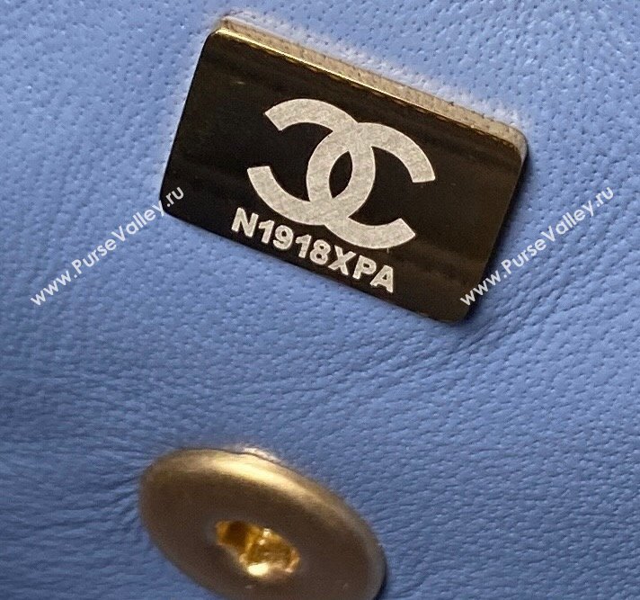 Chanel Lambskin Small Flap Bag with Gold-Tone Metal Ball AS1787 Blue 2024 (yezi-240517116)