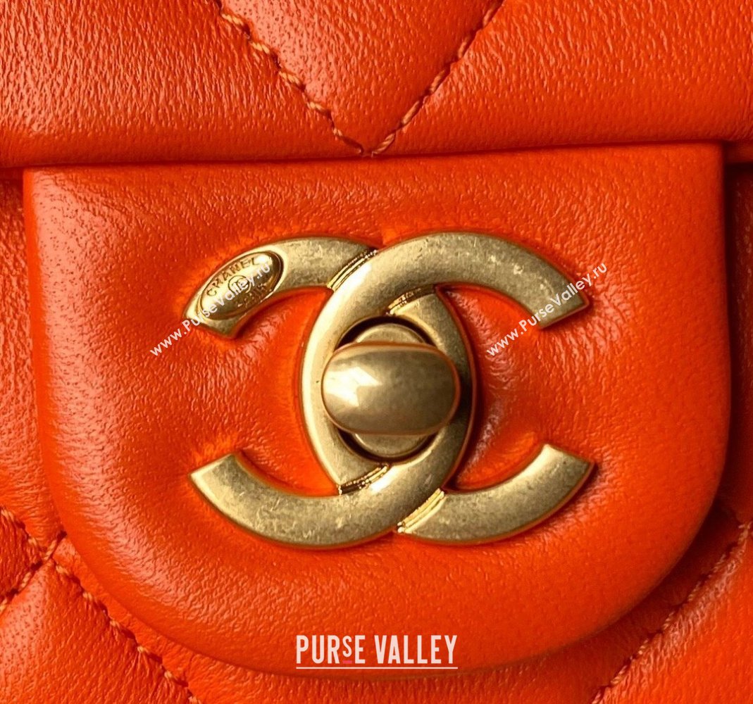 Chanel Lambskin Small Flap bag with Pearls Chain AS4861 Orange 2024 (yezi-240517093)