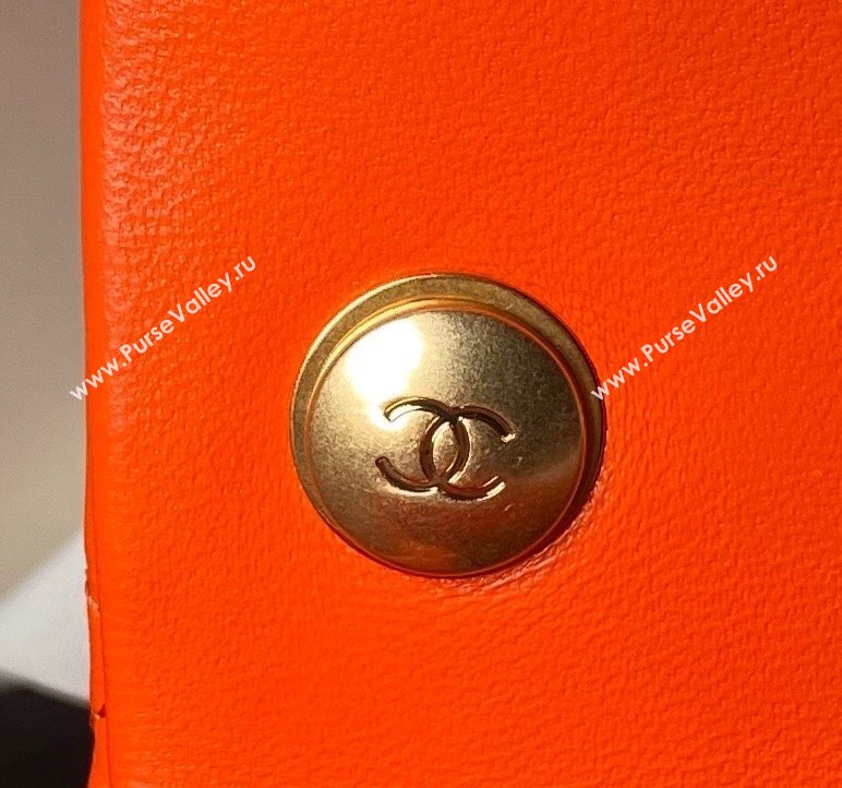 Chanel Lambskin Small Flap bag with Pearls Chain AS4861 Orange 2024 (yezi-240517093)