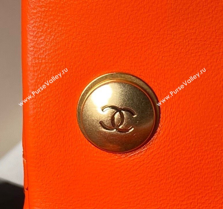 Chanel Lambskin Small Flap bag with Pearls Chain AS4861 Orange 2024 (yezi-240517093)