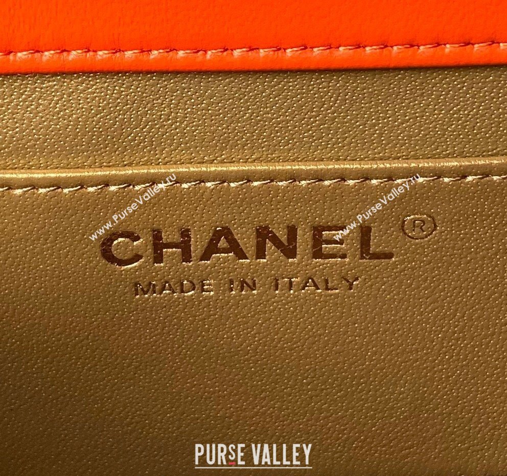 Chanel Lambskin Small Flap bag with Pearls Chain AS4861 Orange 2024 (yezi-240517093)