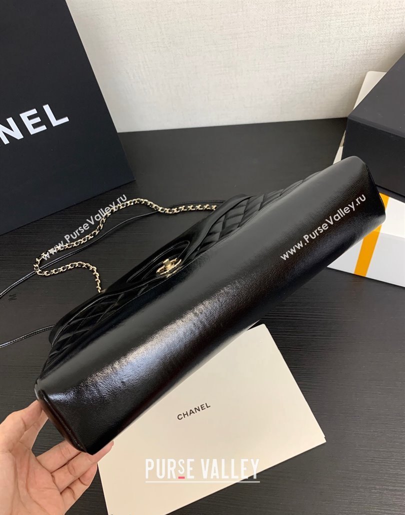Chanel 31 Shiny Lambskin East-West Shopping bag AS4854 Black 2024 (yezi-240517059)