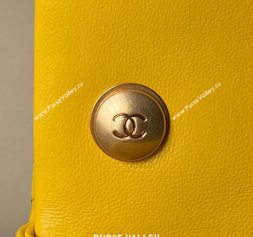 Chanel Lambskin Small Flap bag with Pearls Chain AS4861 Yellow 2024 (yezi-240517094)