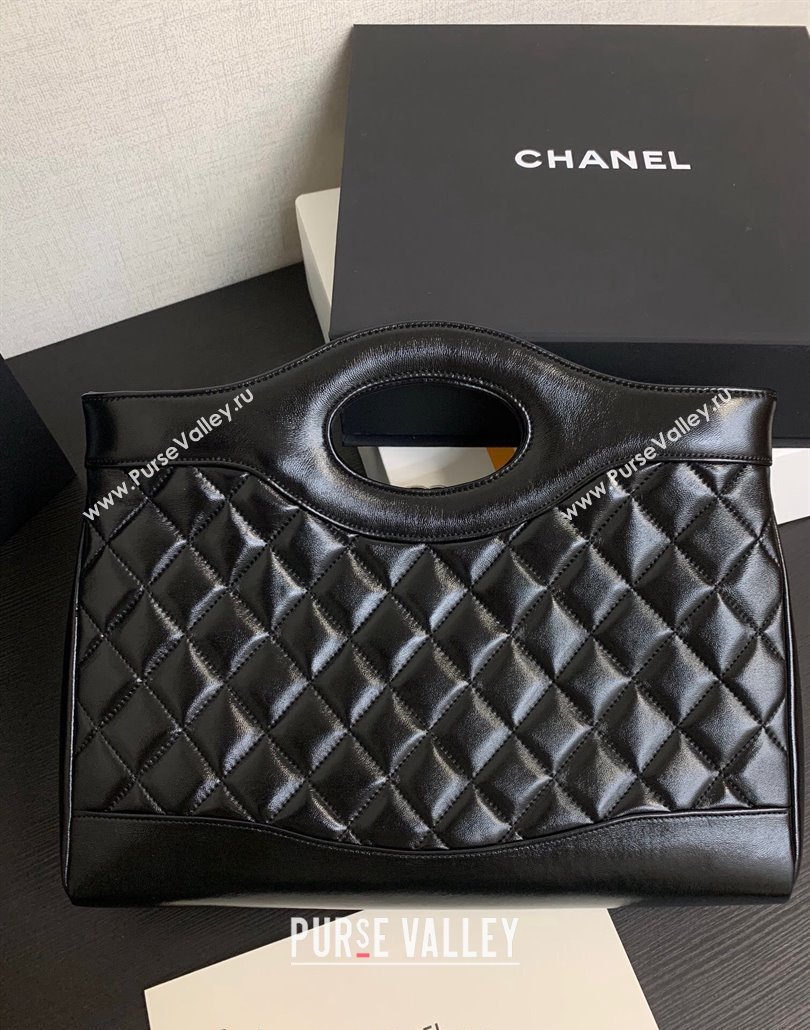 Chanel 31 Shiny Lambskin East-West Shopping bag AS4854 Black 2024 (yezi-240517059)