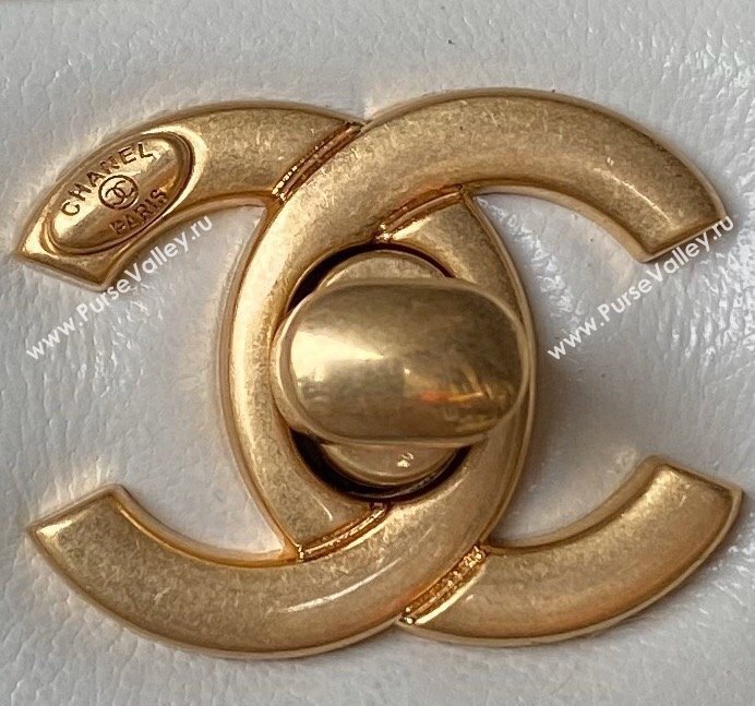 Chanel Lambskin Small Flap bag with Pearls Chain AS4861 White 2024 (yezi-240517095)