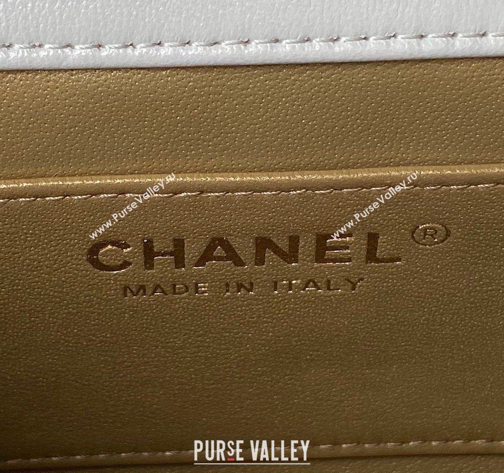 Chanel Lambskin Small Flap bag with Pearls Chain AS4861 White 2024 (yezi-240517095)