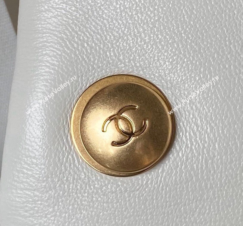 Chanel Lambskin Small Flap bag with Pearls Chain AS4861 White 2024 (yezi-240517095)