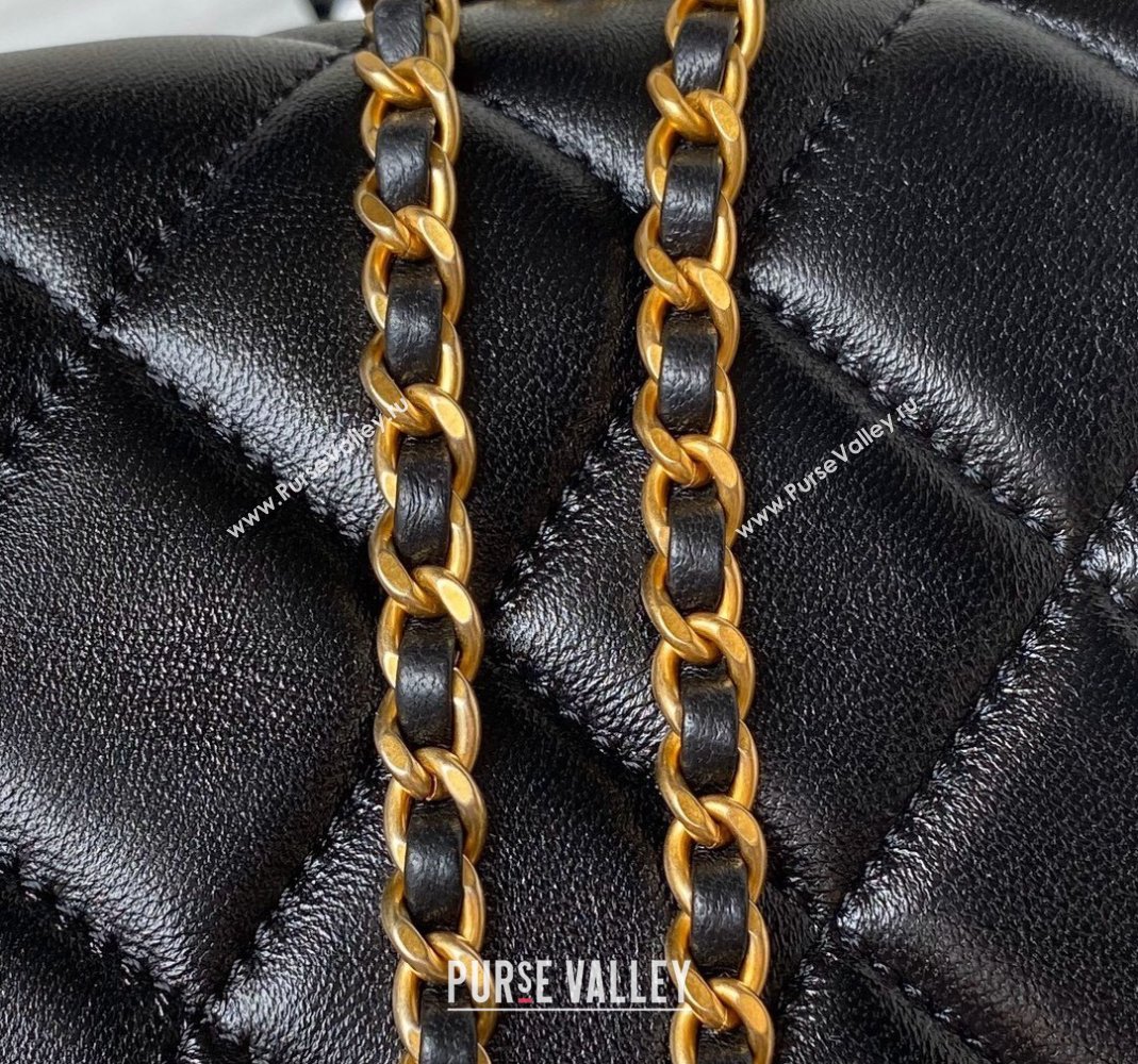 Chanel Lambskin Mini Flap bag with Pearls Chain AS4868 Black 2024 (yezi-240517096)