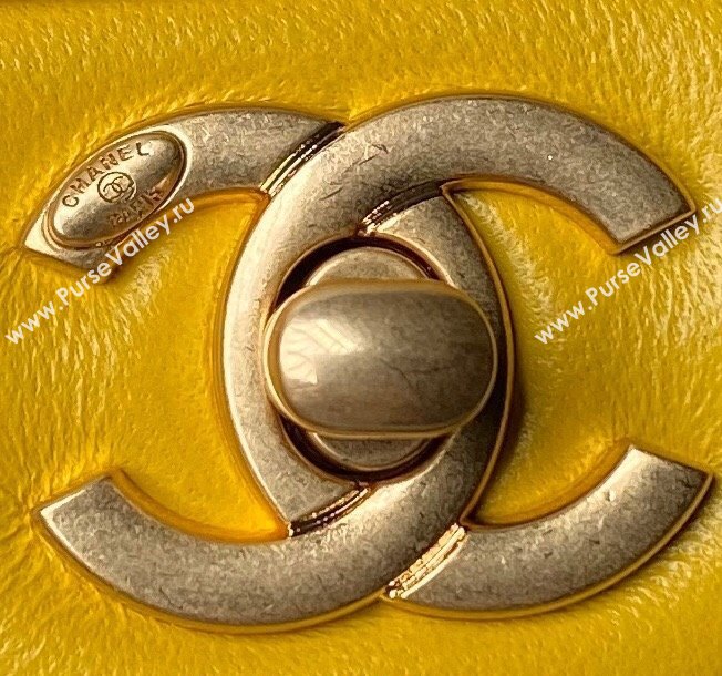Chanel Lambskin Mini Flap bag with Pearls Chain AS4868 Yellow 2024 (yezi-240517097)