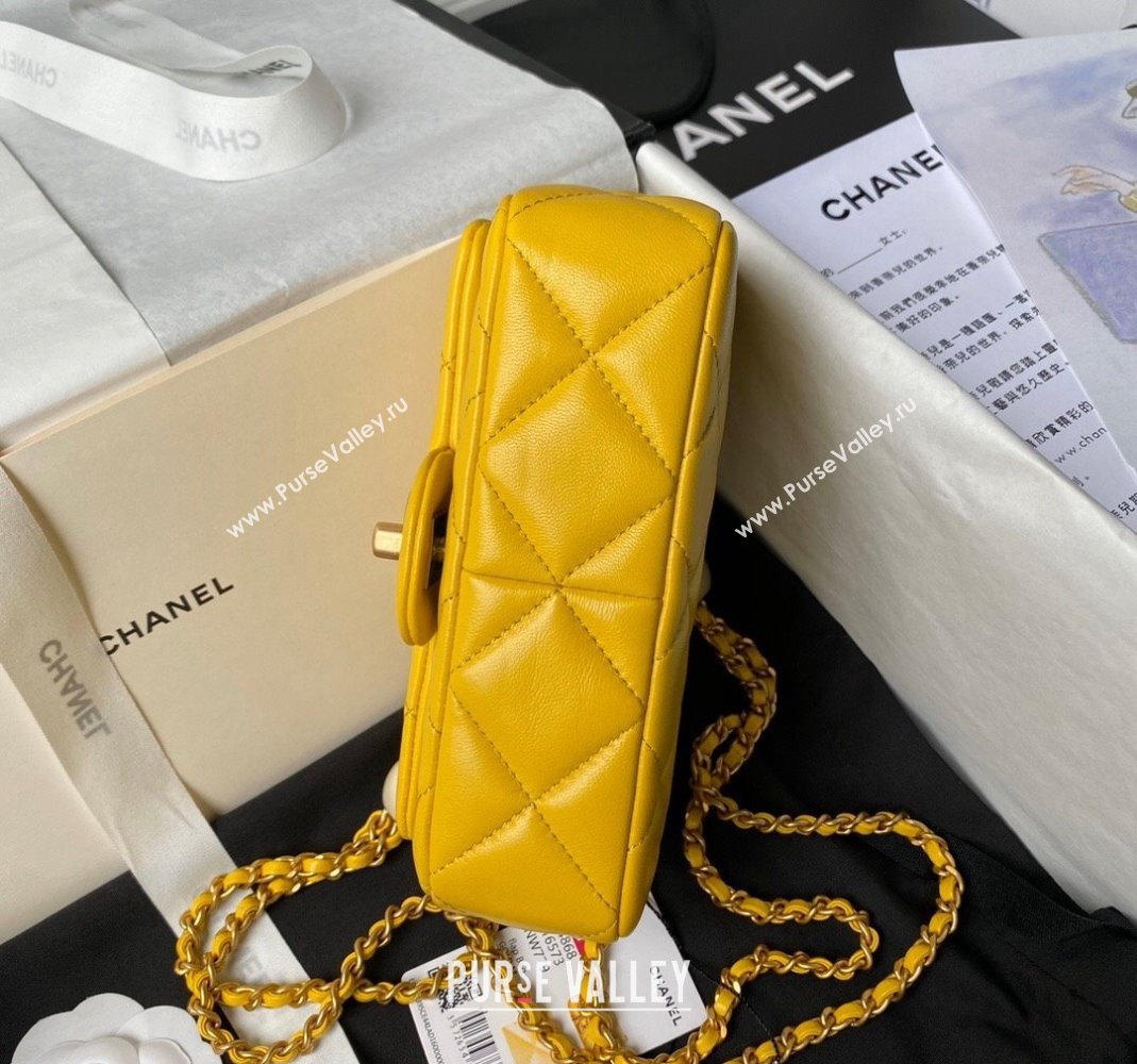 Chanel Lambskin Mini Flap bag with Pearls Chain AS4868 Yellow 2024 (yezi-240517097)