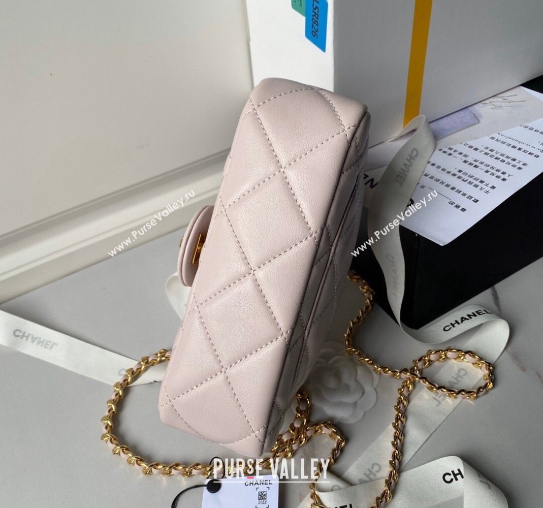 Chanel Calfskin Mini Flap bag with Chain Top Handle AS4848 Light Pink 2024 (yezi-240517129)