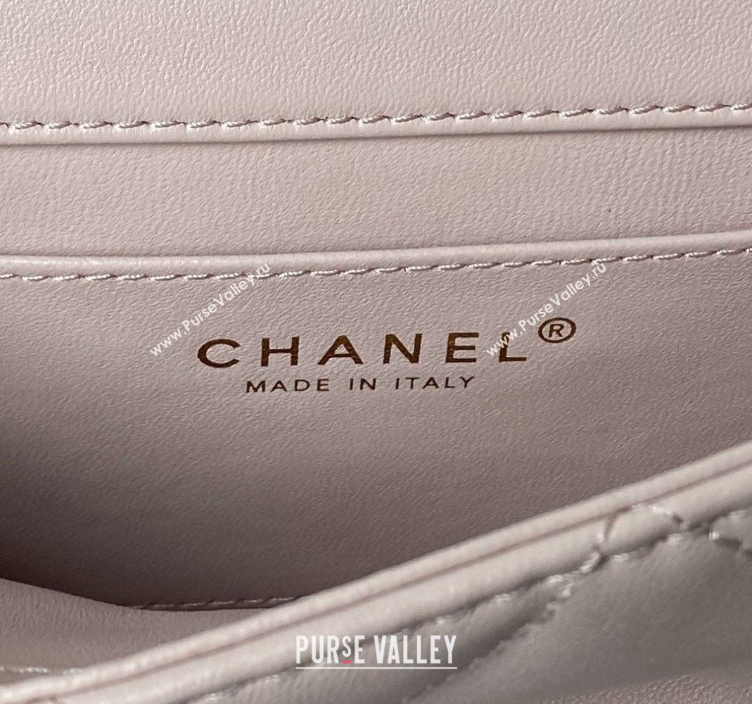 Chanel Calfskin Mini Flap bag with Chain Top Handle AS4848 Light Pink 2024 (yezi-240517129)