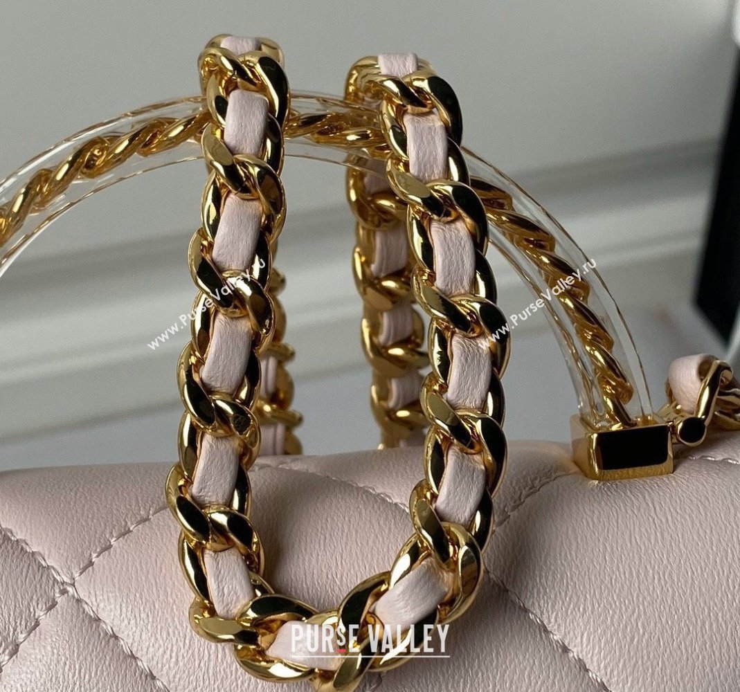 Chanel Calfskin Mini Flap bag with Chain Top Handle AS4848 Light Pink 2024 (yezi-240517129)