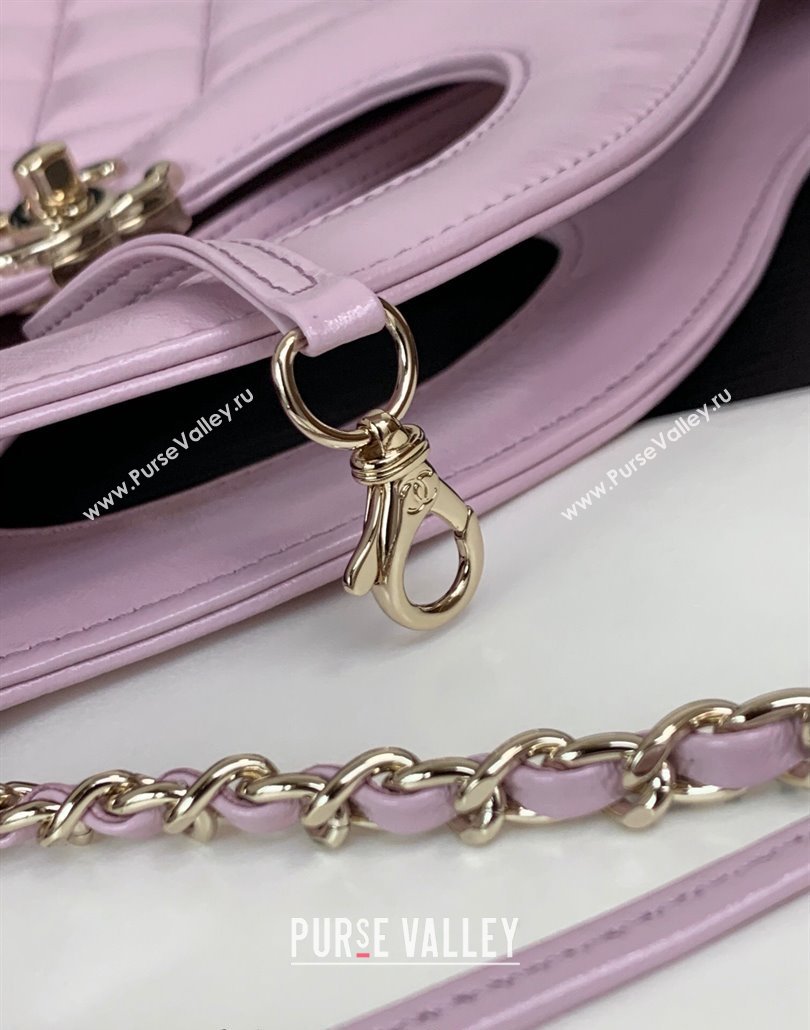 Chanel 31 Shiny Lambskin East-West Shopping bag AS4854 Light Purple 2024 (yezi-240517060)