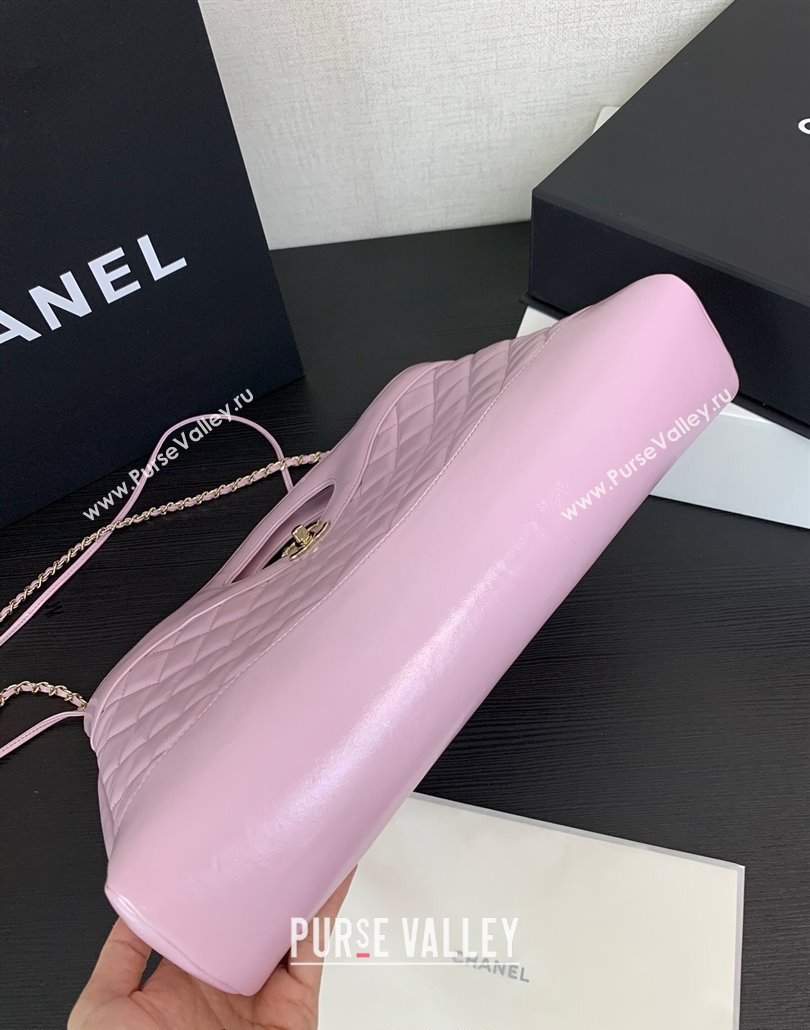 Chanel 31 Shiny Lambskin East-West Shopping bag AS4854 Light Purple 2024 (yezi-240517060)