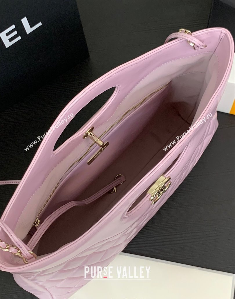 Chanel 31 Shiny Lambskin East-West Shopping bag AS4854 Light Purple 2024 (yezi-240517060)