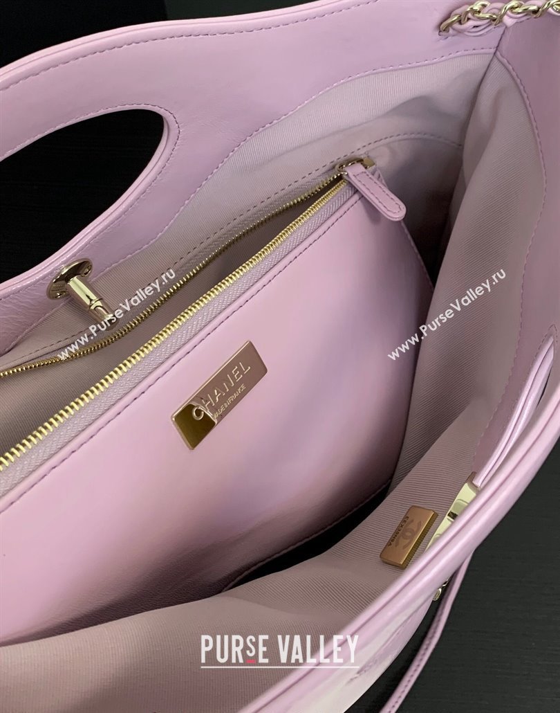 Chanel 31 Shiny Lambskin East-West Shopping bag AS4854 Light Purple 2024 (yezi-240517060)