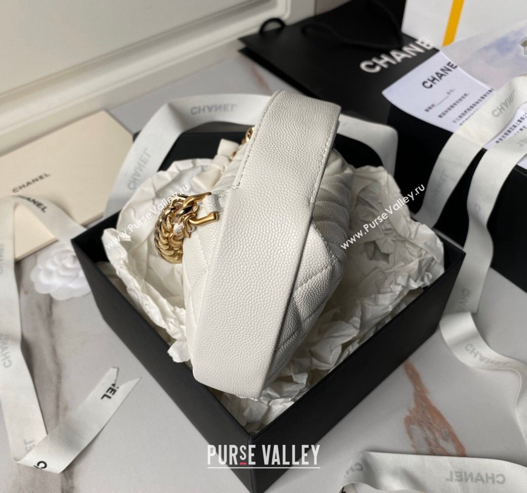 Chanel Grained Shiny Calfskin Pouch with Bow Chain White 2024 AP3943 (yezi-240517071)