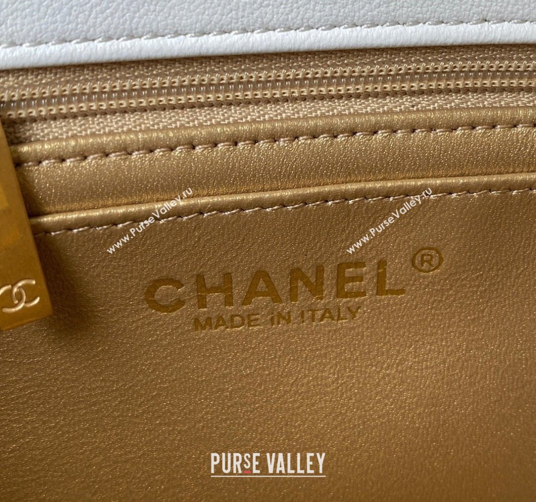 Chanel Lambskin Small Flap Bag with Gold-Tone Metal Ball AS1787 White 2024 (yezi-240517112)