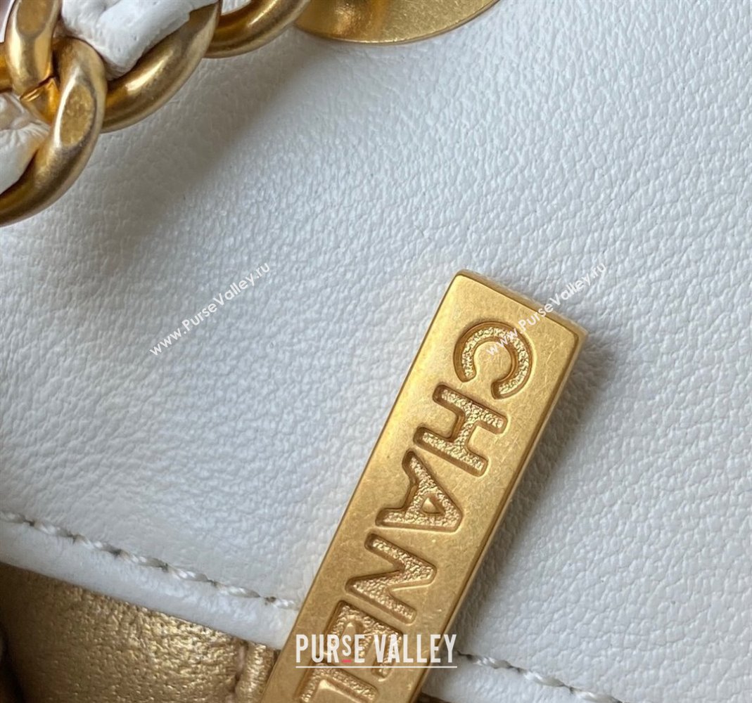 Chanel Lambskin Small Flap Bag with Gold-Tone Metal Ball AS1787 White 2024 (yezi-240517112)