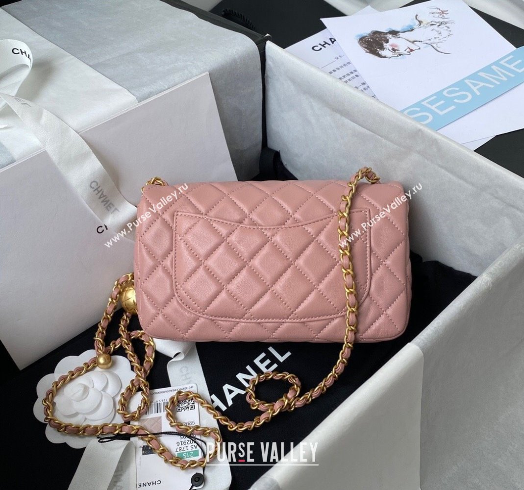 Chanel Lambskin Small Flap Bag with Gold-Tone Metal Ball AS1787 Light Pink 2024 (yezi-240517113)