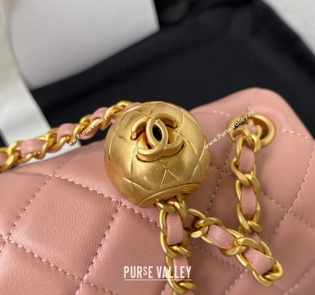 Chanel Lambskin Small Flap Bag with Gold-Tone Metal Ball AS1787 Light Pink 2024 (yezi-240517113)