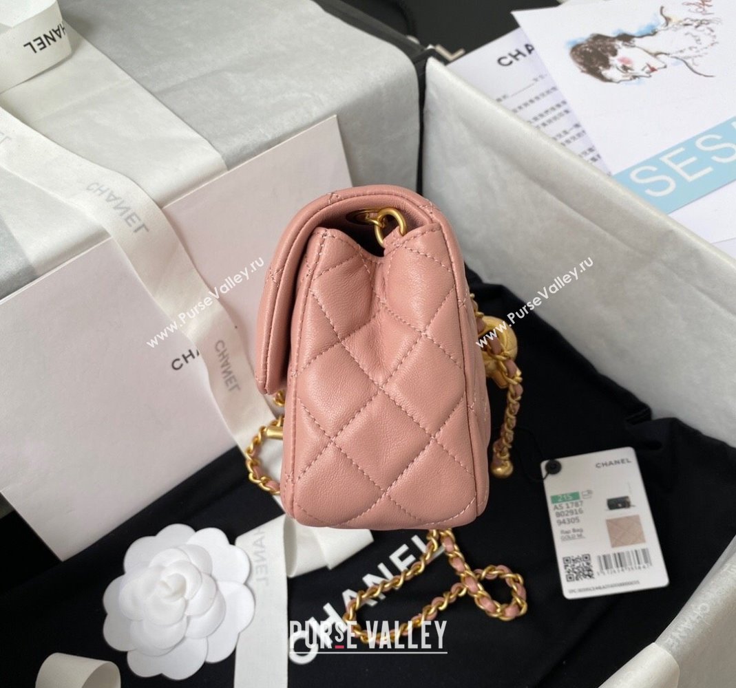 Chanel Lambskin Small Flap Bag with Gold-Tone Metal Ball AS1787 Light Pink 2024 (yezi-240517113)