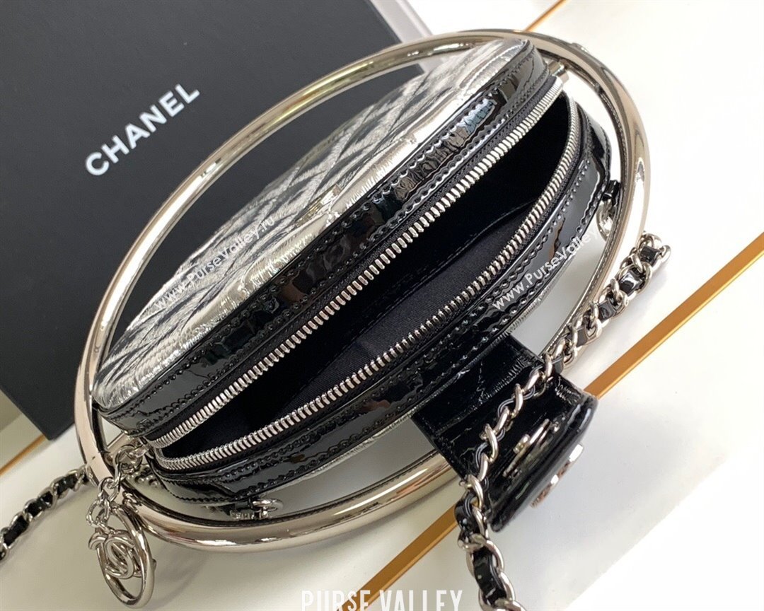 Chanel Tellurion Silver Calfskin Large Evening Bag with Chain 2024 (yezi-240517118)