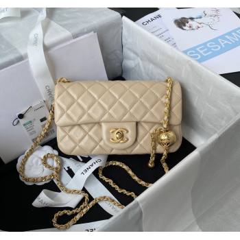 Chanel Lambskin Small Flap Bag with Gold-Tone Metal Ball AS1787 Beige 2024 (yezi-240517114)
