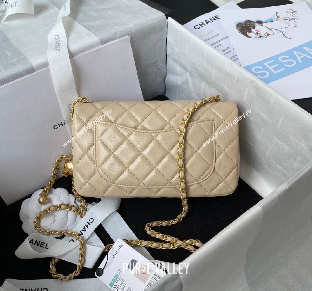 Chanel Lambskin Small Flap Bag with Gold-Tone Metal Ball AS1787 Beige 2024 (yezi-240517114)