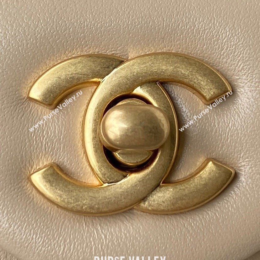 Chanel Lambskin Small Flap Bag with Gold-Tone Metal Ball AS1787 Beige 2024 (yezi-240517114)