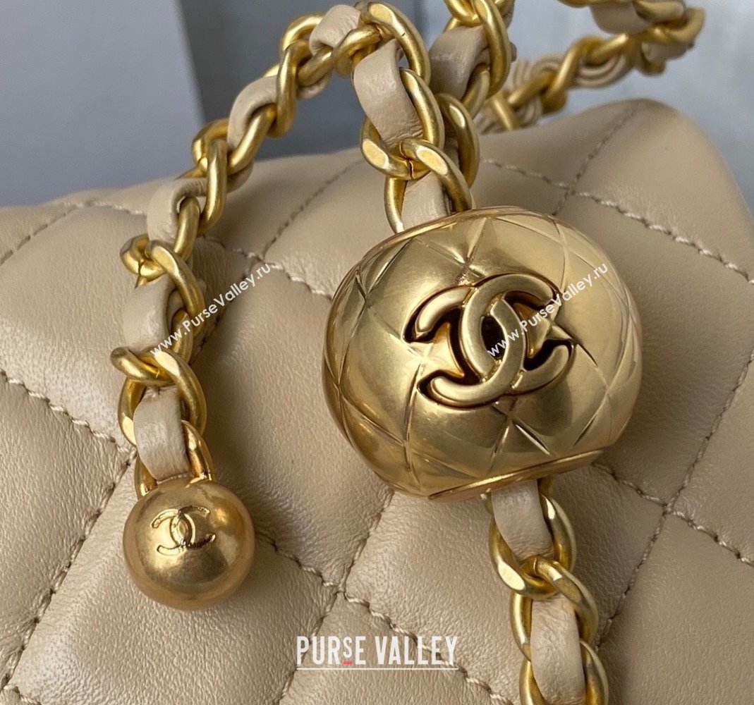 Chanel Lambskin Small Flap Bag with Gold-Tone Metal Ball AS1787 Beige 2024 (yezi-240517114)