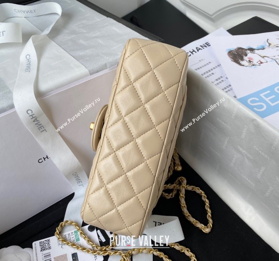 Chanel Lambskin Small Flap Bag with Gold-Tone Metal Ball AS1787 Beige 2024 (yezi-240517114)