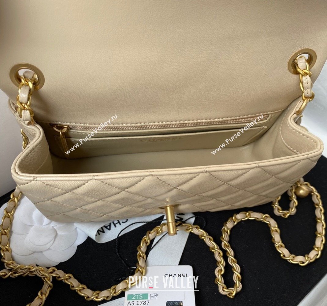 Chanel Lambskin Small Flap Bag with Gold-Tone Metal Ball AS1787 Beige 2024 (yezi-240517114)