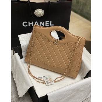 Chanel 31 Shiny Lambskin East-West Shopping bag AS4854 Brown 2024 (yezi-240517061)