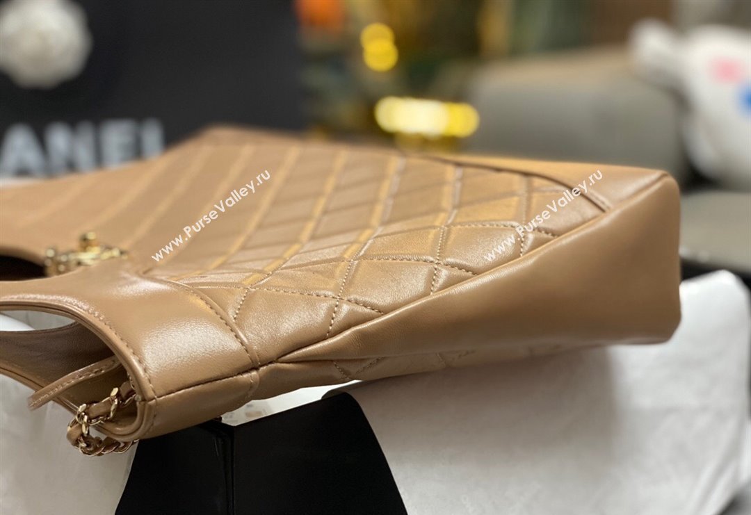 Chanel 31 Shiny Lambskin East-West Shopping bag AS4854 Brown 2024 (yezi-240517061)