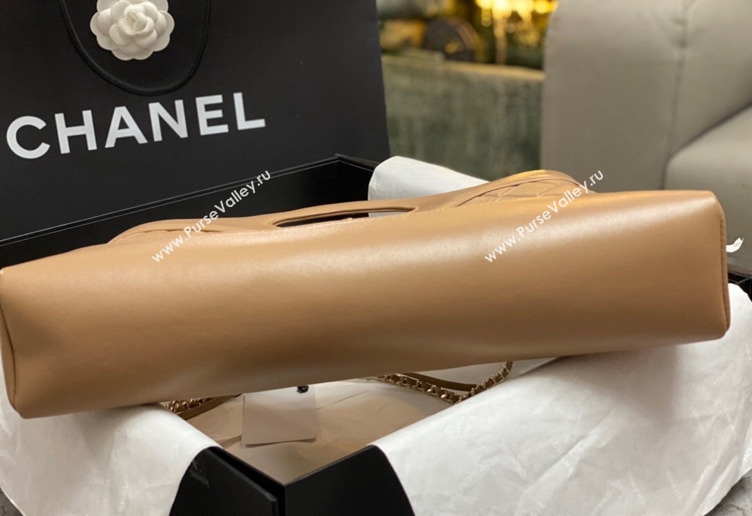 Chanel 31 Shiny Lambskin East-West Shopping bag AS4854 Brown 2024 (yezi-240517061)