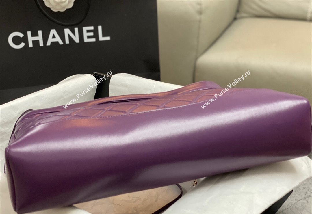 Chanel 31 Shiny Lambskin East-West Shopping bag AS4854 Dark Pink 2024 (yezi-240517063)